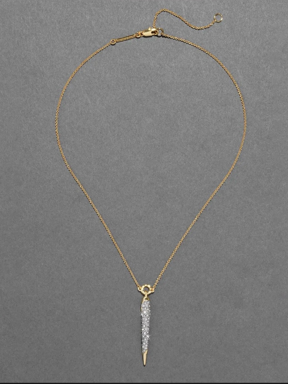 NEW Alexis Bittar Solanales Crystal Spear Necklace Gold Clear SB18